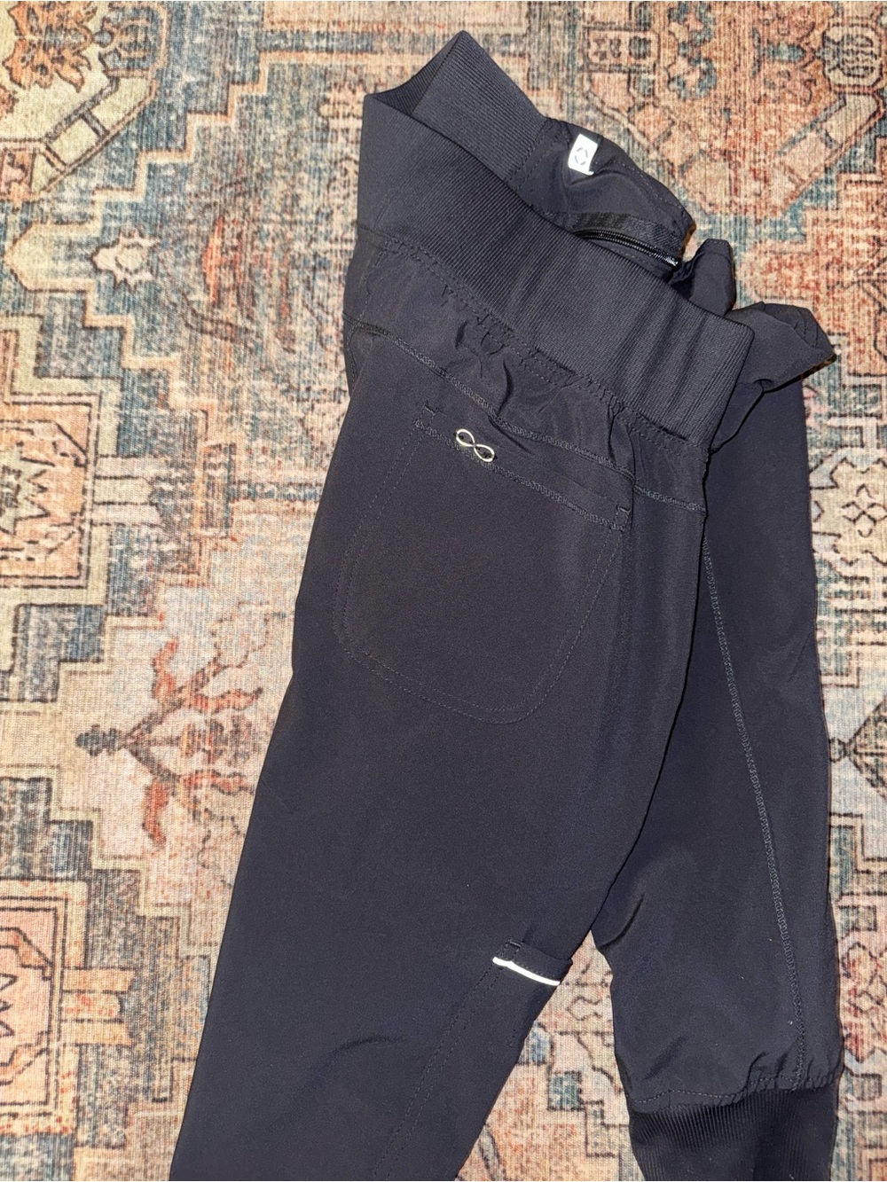 Black Athleisure Joggers with Infinity Logo